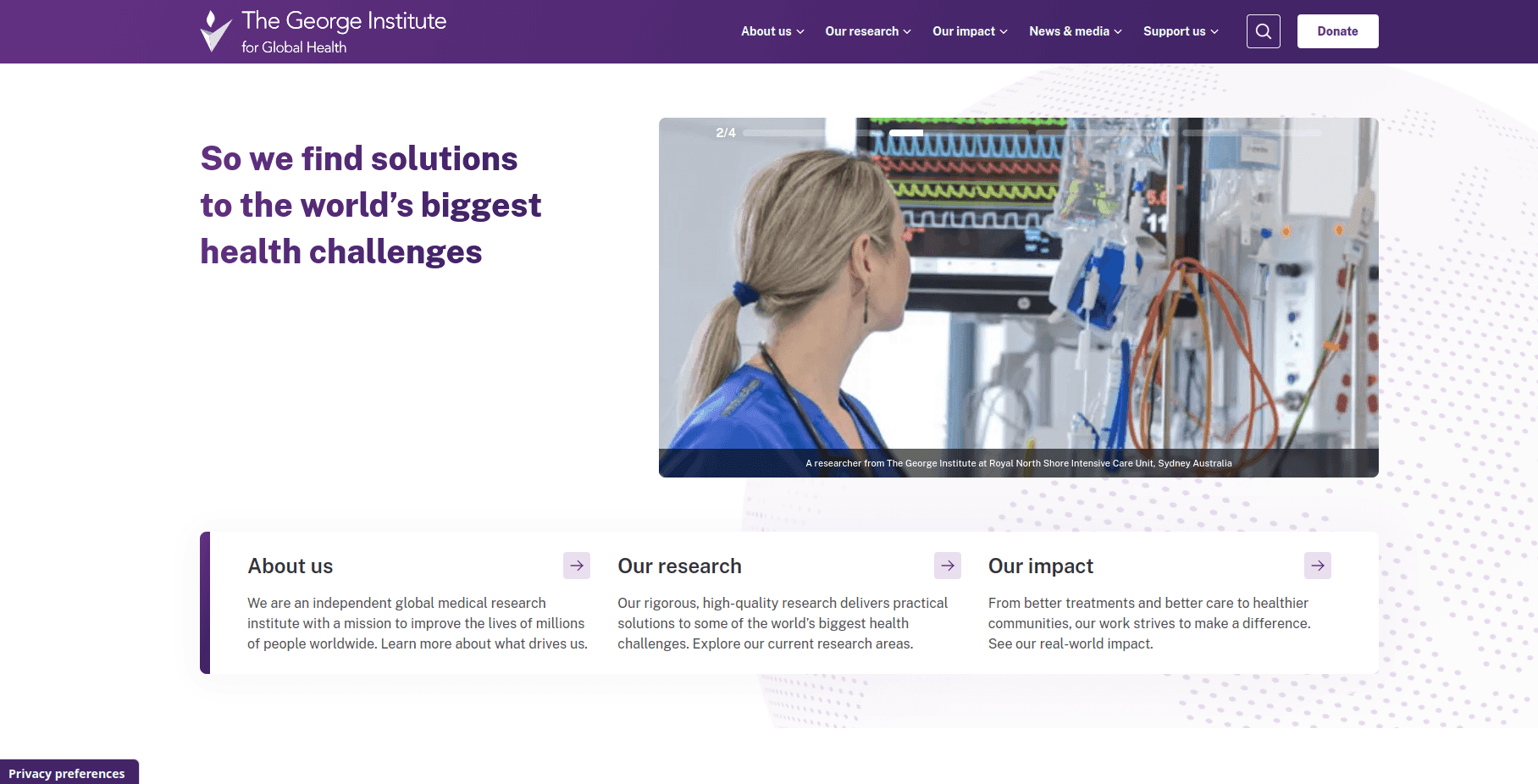 Screenshot of The George Institute website
